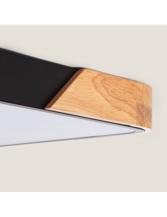 Plafonnier LED 30W Rectangulaire Bois et Métal 625x425 mm CCT Sélectionnable Semi-Dari