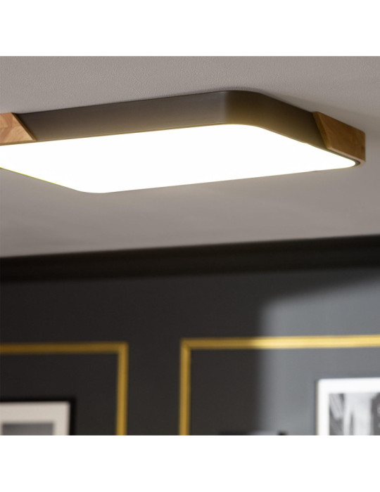 Plafonnier LED 30W Rectangulaire Bois et Métal 625x425 mm CCT Sélectionnable Semi-Dari