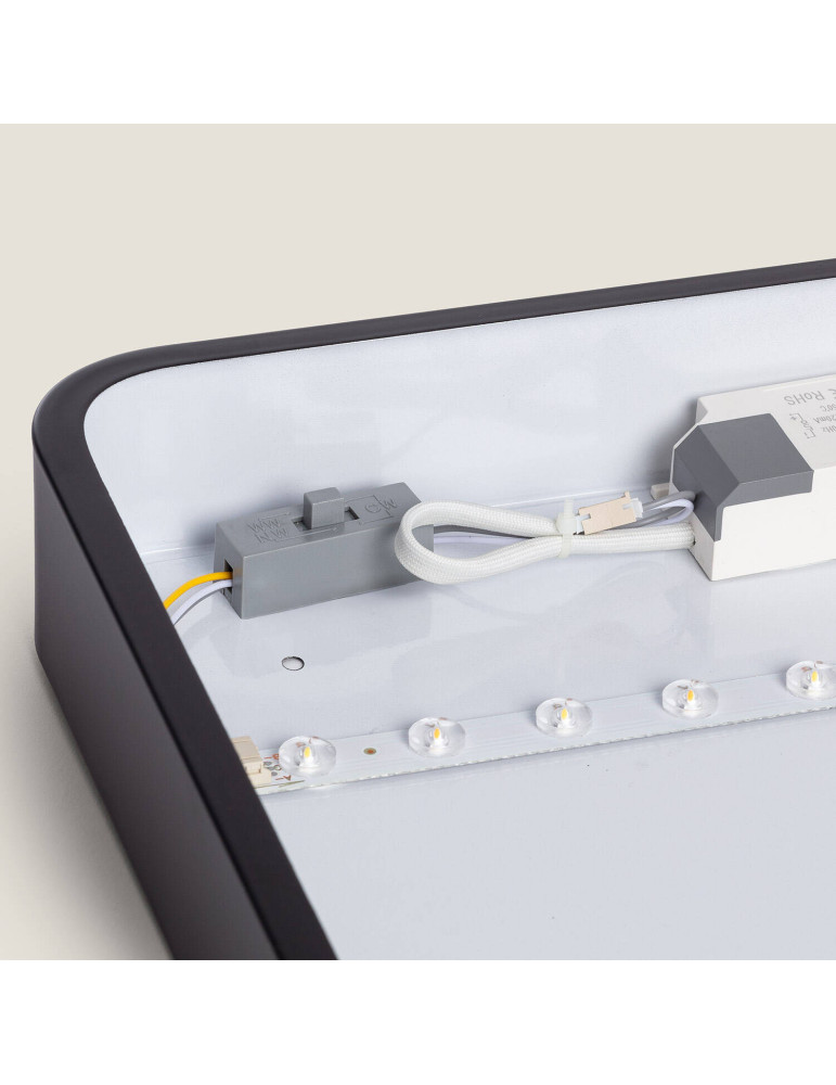 Plafonnier LED 30W Rectangulaire Bois et Métal 625x425 mm CCT Sélectionnable Semi-Dari