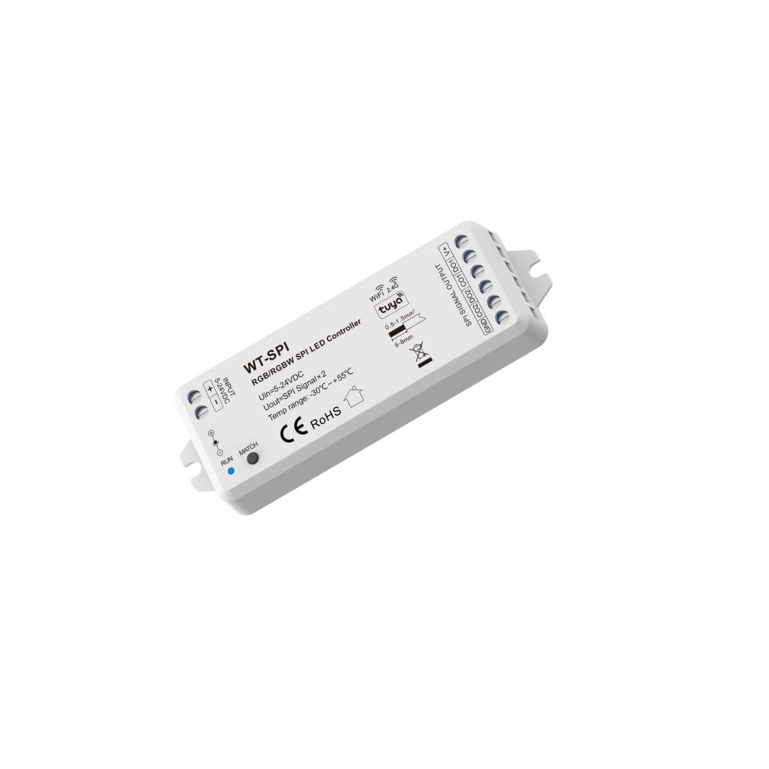 Contrôleur Variateur Ruban LED RGB/RGBW Digital SPI compatible avec WiFi et Télécommande RF RGBWIC
