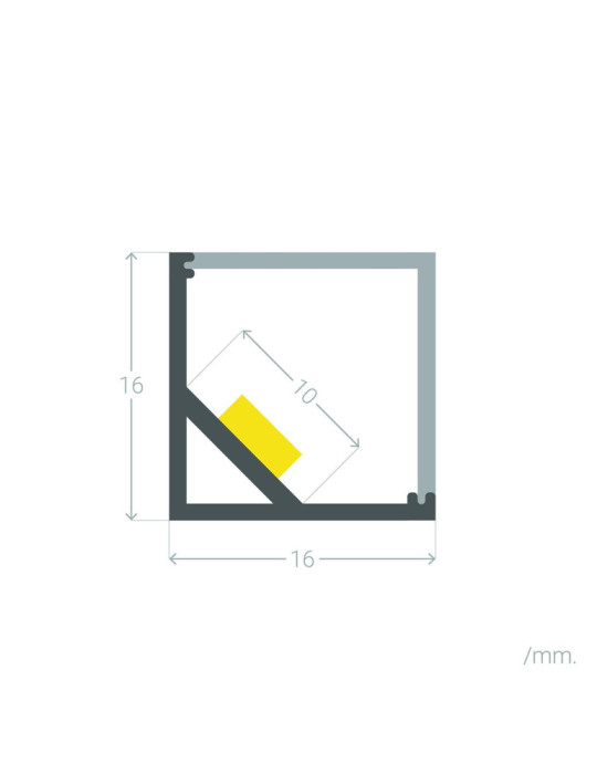 Profilé Aluminium Triangulaire d'Angle 2m pour Ruban LED jusqu'à 10mm