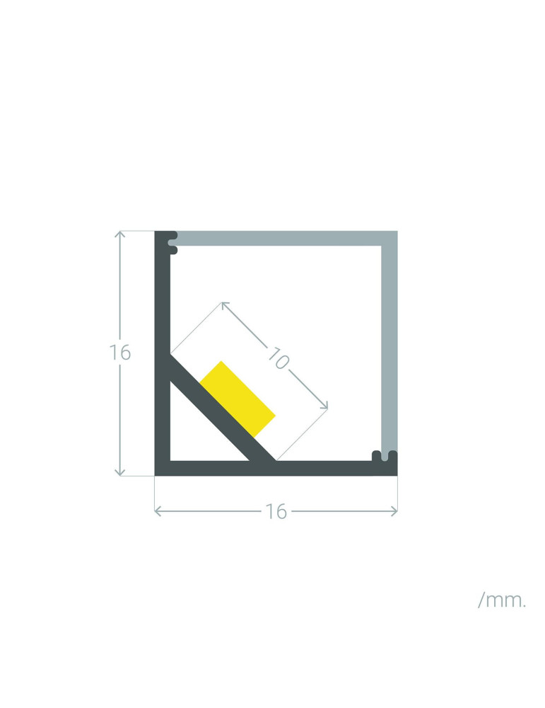 Profilé Aluminium Triangulaire d'Angle 2m pour Ruban LED jusqu'à 10mm