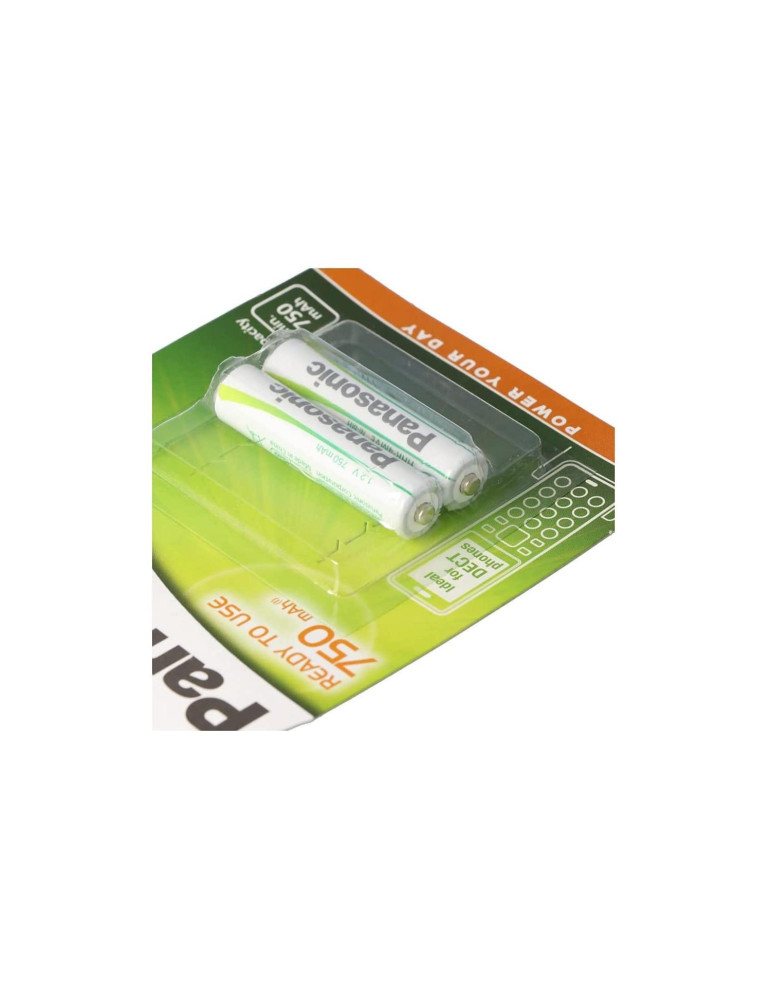 Blister 2 Piles Rechargeables 1.5V AAA PANASONIC HHR-4MVE/2BD pour Téléphones Sans Fil