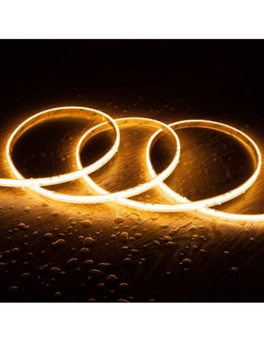 Ruban LED Dimmable Auto-redressement 220V AC COB Silicone FLEX 560 LED/m 1250 lm/m IP65 Largeur 10mm Coupe tous les 10 cm