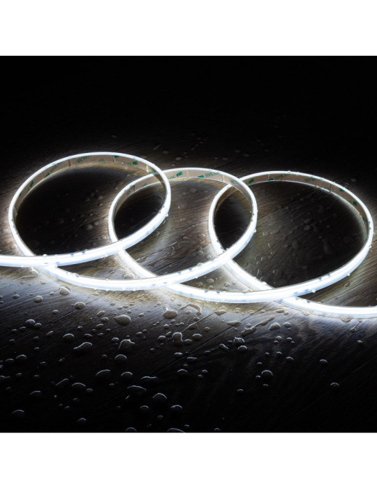 Ruban LED Dimmable Auto-redressement 220V AC COB Silicone FLEX 560 LED/m 1250 lm/m IP65 Largeur 10mm Coupe tous les 10 cm