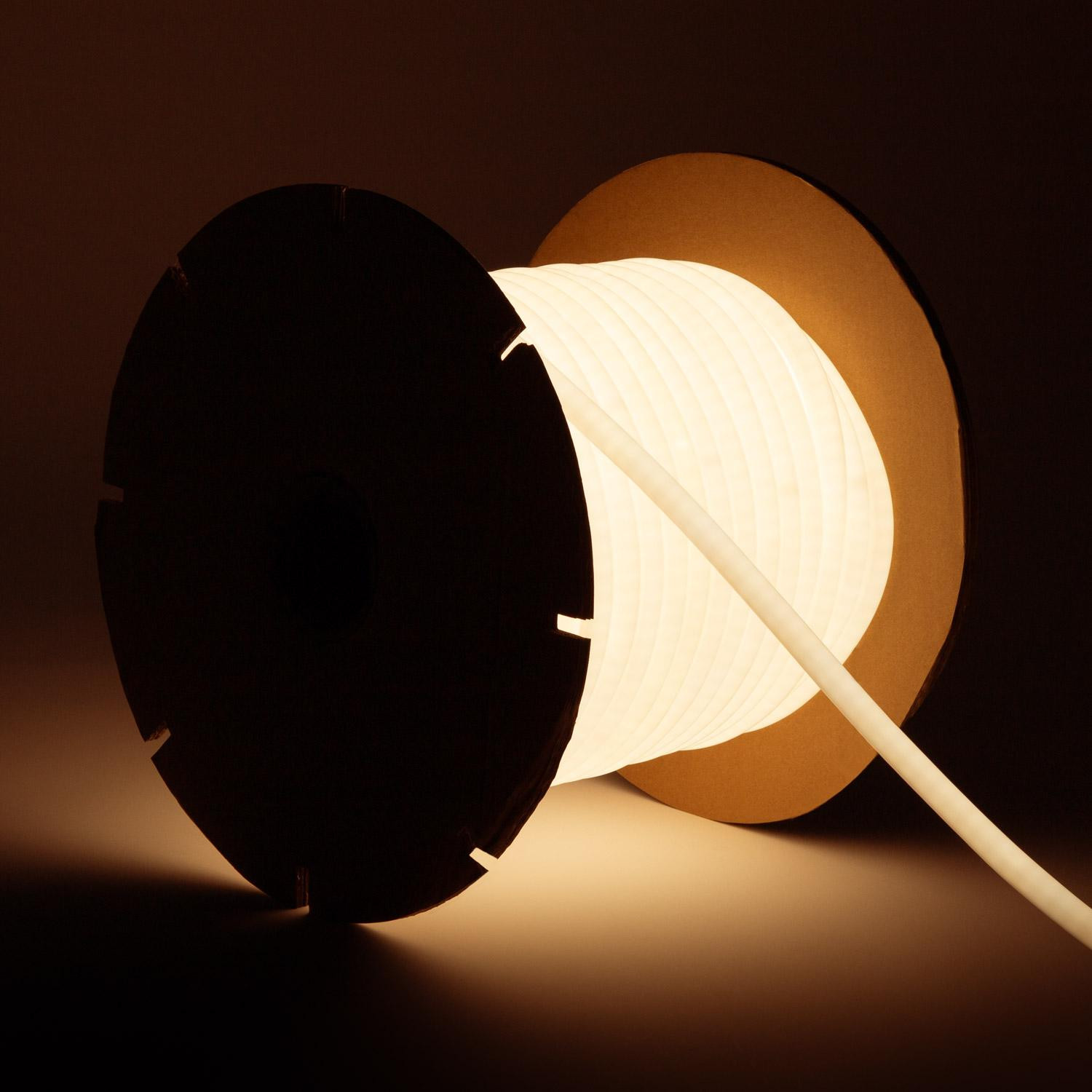 Bobine Gaine Néon LED Dimmable 220V Circulaire SFLEX17 50 Mètres IP65 Coupe 100cm Blanc chaud
