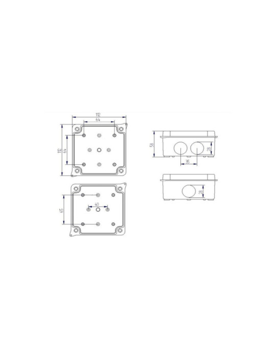 Boîte de Dérivation Étanche en Saillie IP55 113x113x60 mm
