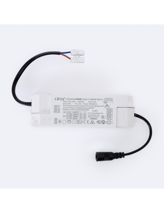 Driver LIFUD Dimmable 0-10V 220-240V No Flicker Sortie 25-38V 950-1050mA 24-40W LF-ABA040-1050-42 Driver LIFUD Dimmable 0-10V 220-240V No Flicker Sortie 25-38V 950-1050mA 24-40W LF-ABA040-1050-42
