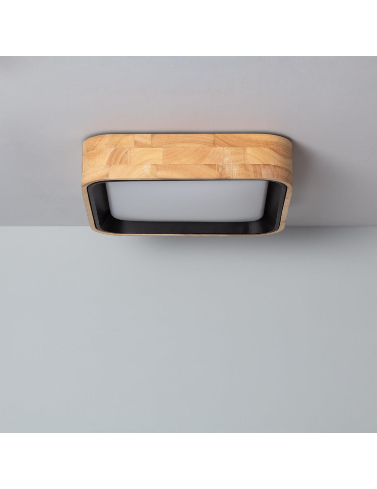 Plafonnier LED 15W Carré Bois 370x370 mm CCT Sélectionnable Dari