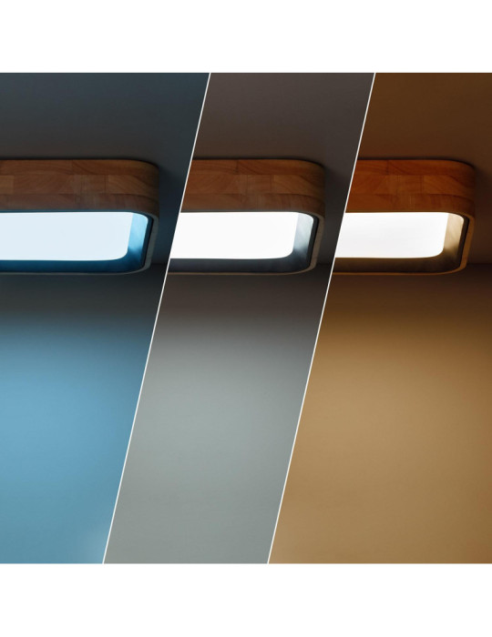 Plafonnier LED 15W Carré Bois 370x370 mm CCT Sélectionnable Dari