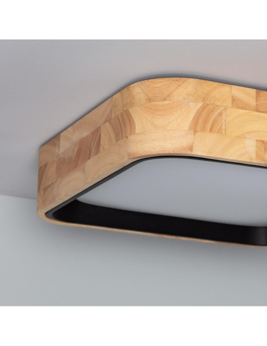 Plafonnier LED 15W Carré Bois 370x370 mm CCT Sélectionnable Dari
