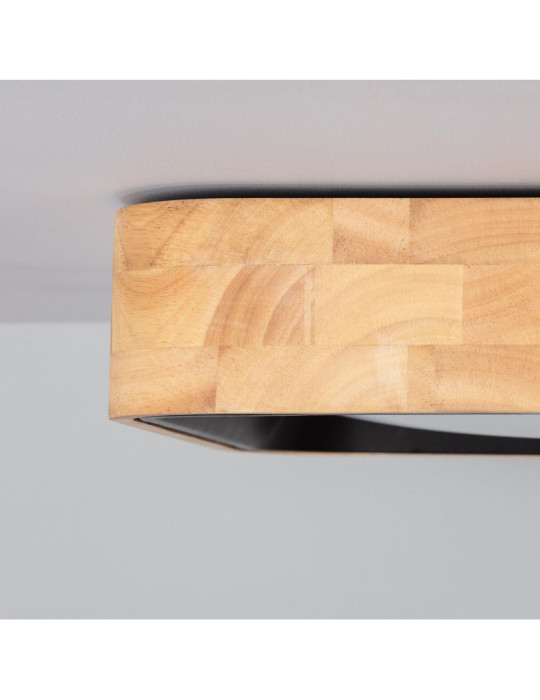 Plafonnier LED 15W Carré Bois 370x370 mm CCT Sélectionnable Dari