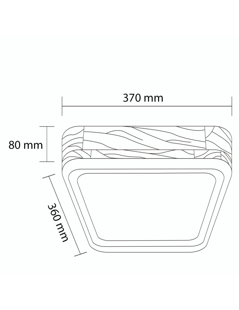 Plafonnier LED 15W Carré Bois 370x370 mm CCT Sélectionnable Dari