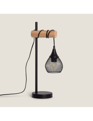 Lampe à Poser Métal et Bois Monah