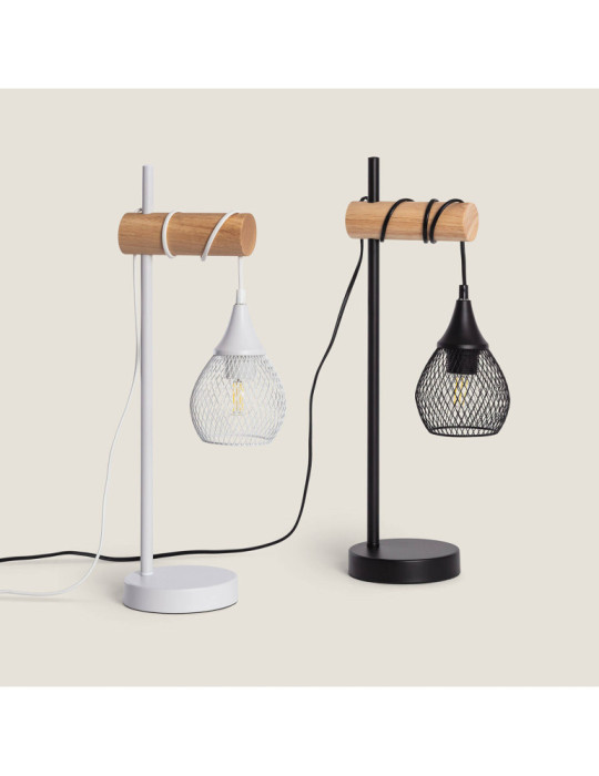 Lampe à Poser Métal et Bois Monah