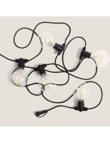 Kit Guirlande Lumineuse Extérieure IP44 5m Noire + 5 Ampoules Filament LED B22 6W G95