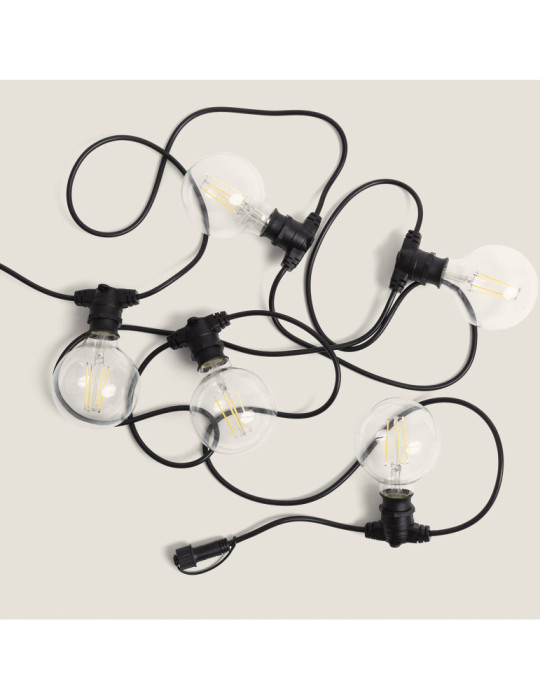 Kit Guirlande Lumineuse Extérieure IP44 5m Noire + 5 Ampoules Filament LED B22 6W G95