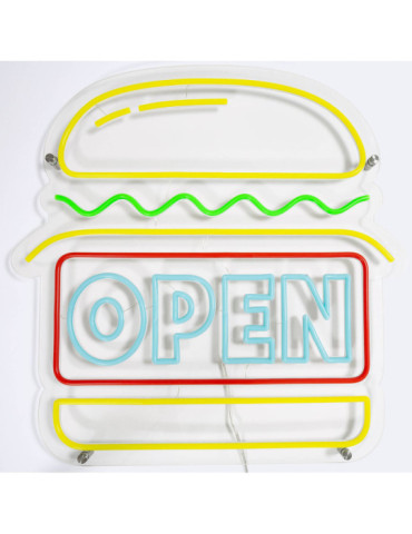 Enseigne Néon LED  "OPEN" Burguer