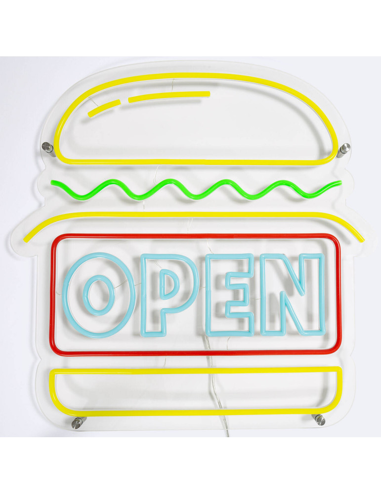 Enseigne Néon LED  "OPEN" Burguer