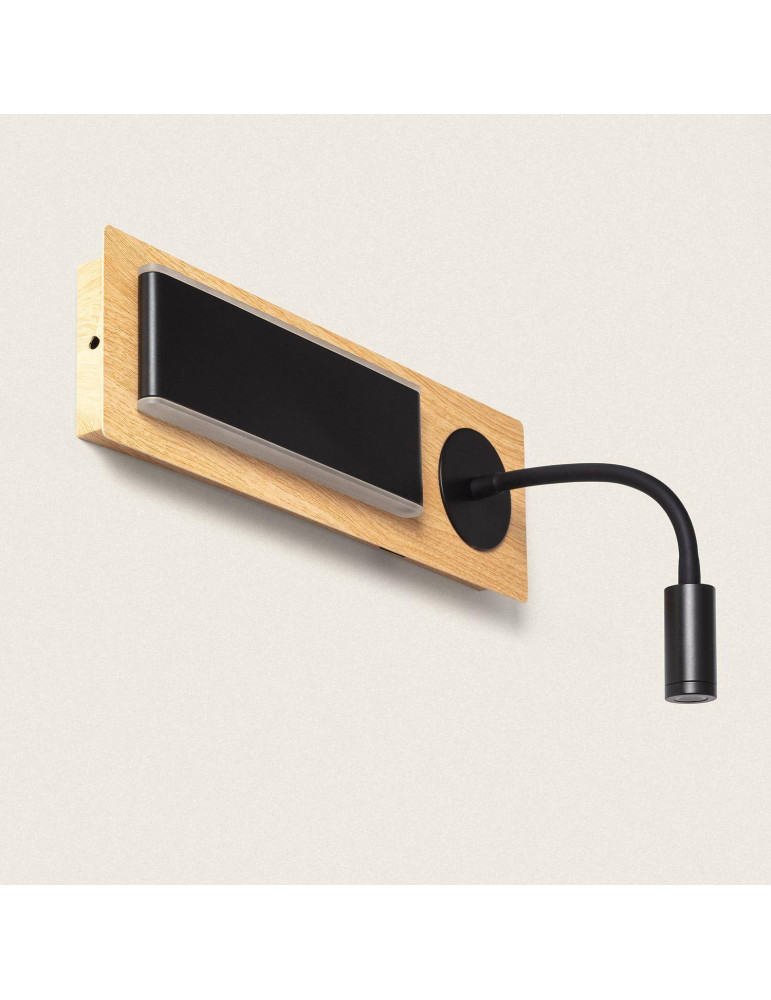 Applique Murale LED avec Lumière de Lecture Métal et Bois Adalia