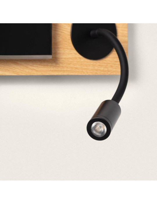 Applique Murale LED avec Lumière de Lecture Métal et Bois Adalia