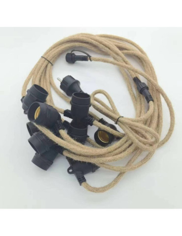 Guirlande Lumineuse Extérieure Textile avec 10 Douilles 10m IP65