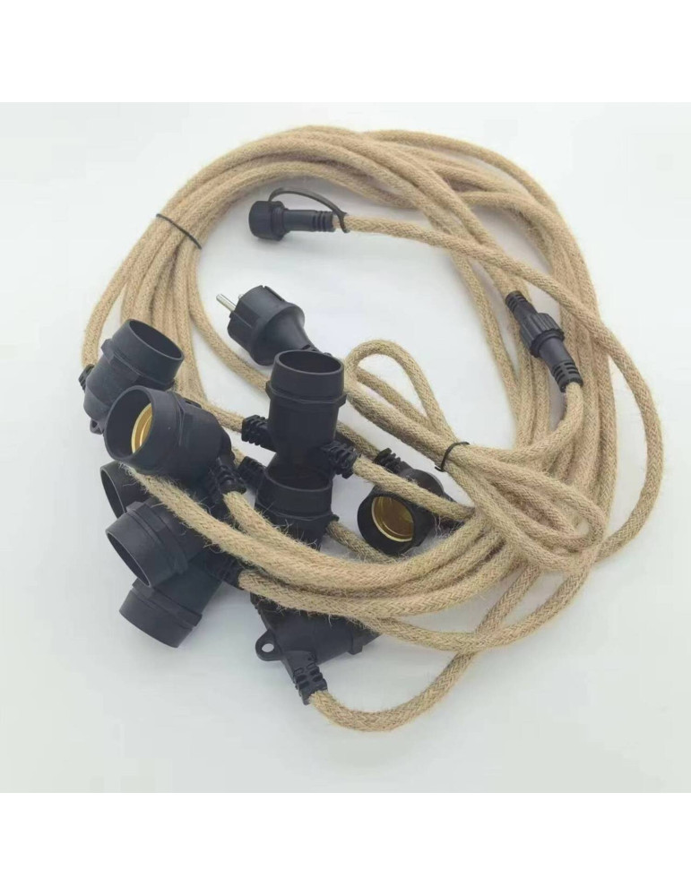 Guirlande Lumineuse Extérieure Textile avec 10 Douilles 10m IP65