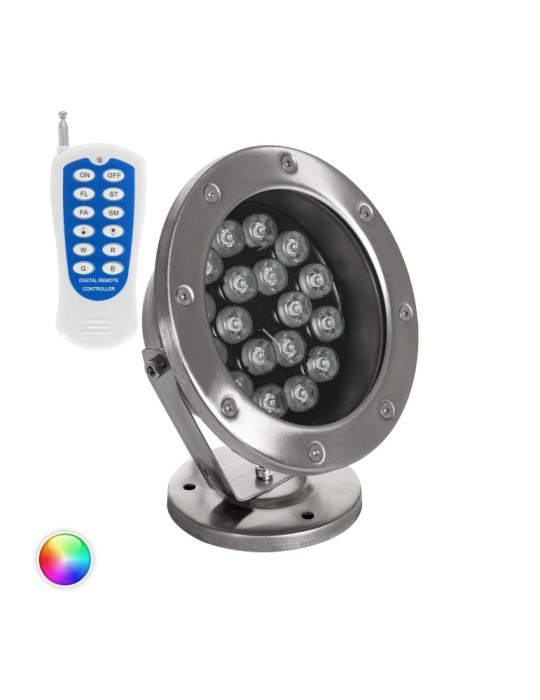 Spot LED RGB Fixation au Sol 12V 18W Submersible IP68
