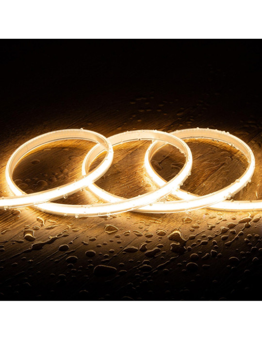 Ruban LED 220V COB 320 LED/m Blanc Chaud IP65 CRI90 Largeur 12mm Coupe tous les 50cm