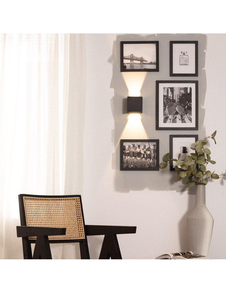 Applique Murale LED Extérieure Aluminium Eros 6W Éclairage Double Face Noire