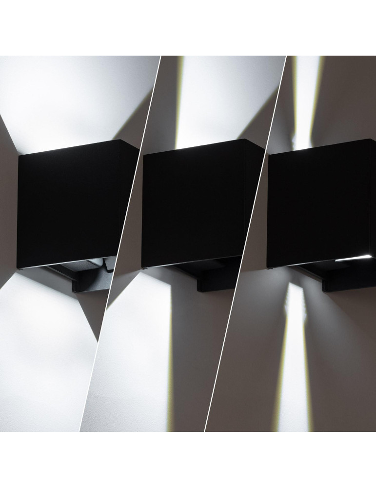 Applique Murale LED Extérieure Aluminium Eros 6W Éclairage Double Face Noire