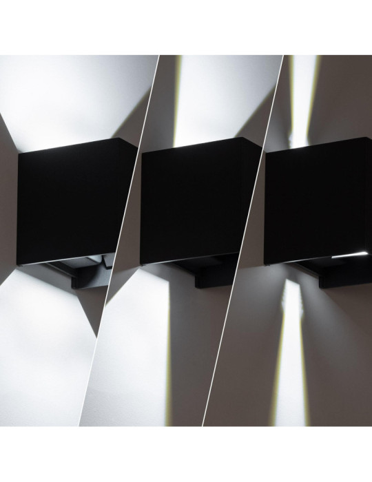 Applique Murale LED Extérieure Aluminium Eros 6W Éclairage Double Face Noire