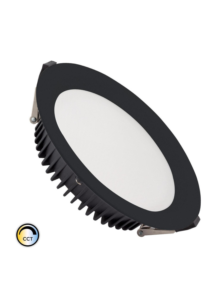 Downlight LED 50W Rond SAMSUNG Aero CCT 130 lm/W Microprismatique LIFUD Coupe Ø 200 mm Noir Downlight LED 50W Rond SAMSUNG Aero CCT 130 lm/W Microprismatique LIFUD Coupe Ø 200 mm Noir