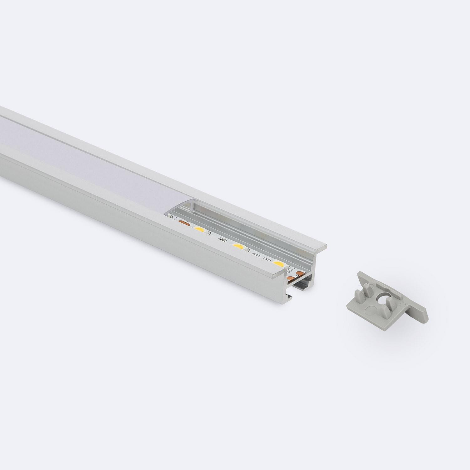 Profilé Aluminium Encastré Plafond avec Clips 1m pour Rubans LED jusqu'à 12mm 2m Capot translucide