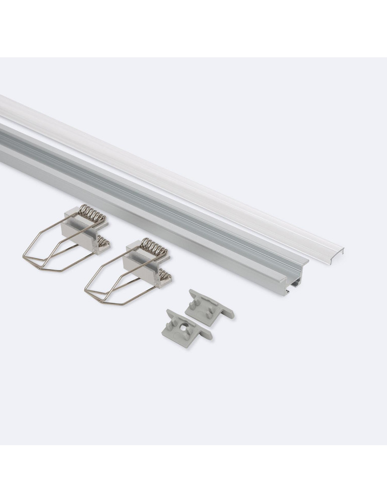 Profilé Aluminium Encastré Plafond avec Clips 1m pour Rubans LED jusqu'à 12mm
