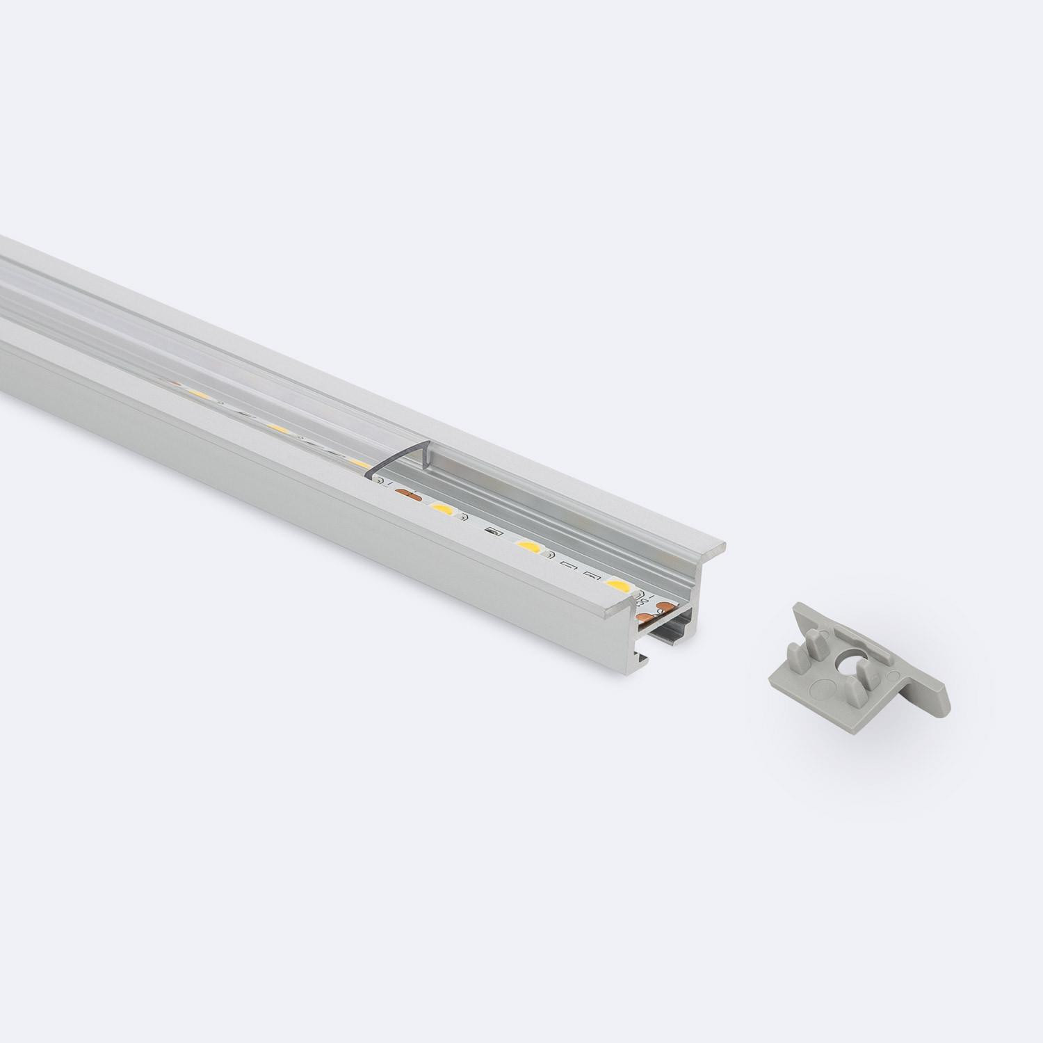 Profilé Aluminium Encastré Plafond avec Clips 1m pour Rubans LED jusqu'à 12mm 2m Capot transparent