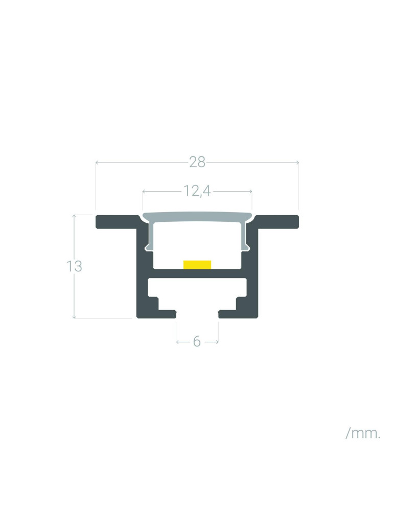 Profilé Aluminium Encastré Plafond avec Clips 1m pour Rubans LED jusqu'à 12mm