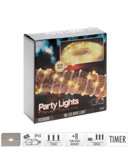 Tube Lumineux Slim LED Rond 220V AC 14 LED/m Blanc Chaud IP44 7.5m