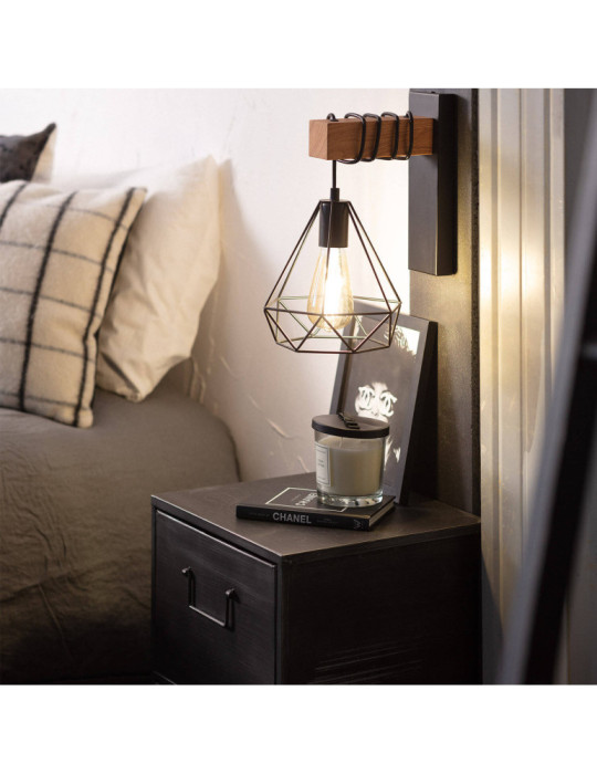 Lampe Murale Métal et Bois Sardo