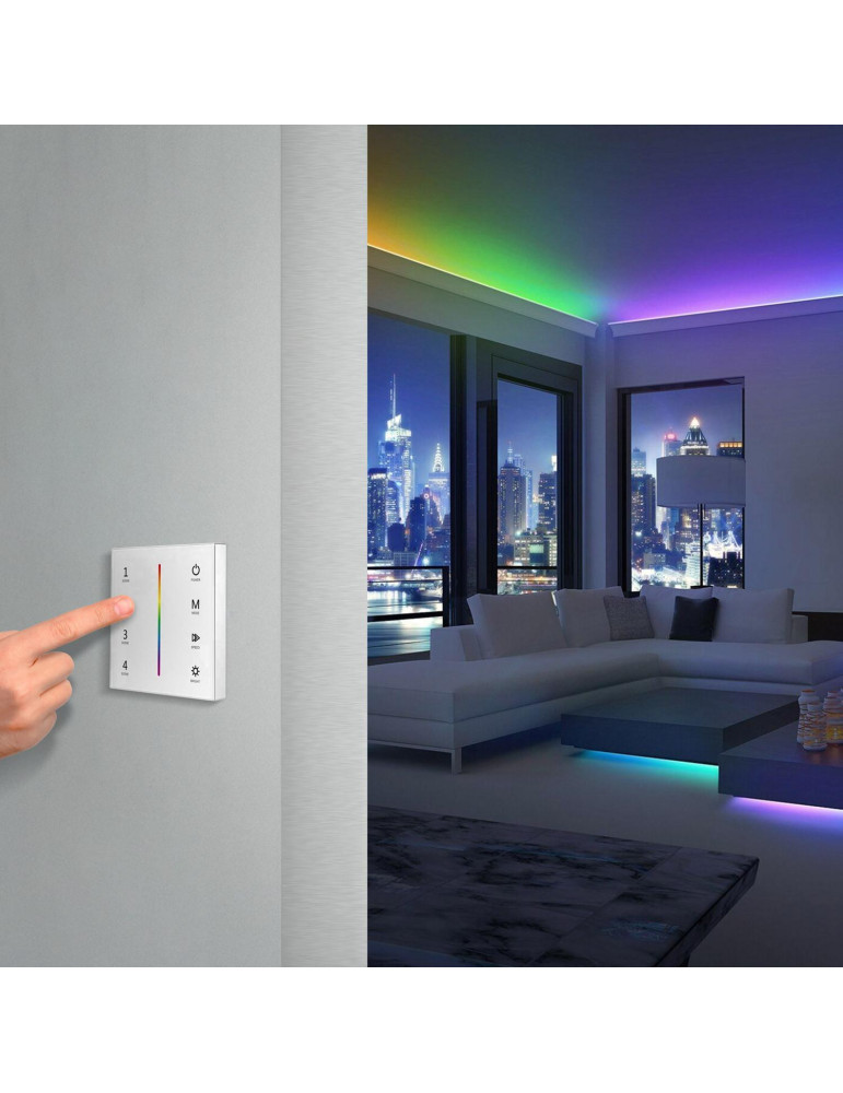 Contrôleur Variateur Murale Tactile pour Ruban LED 12/24V DC RGB RF