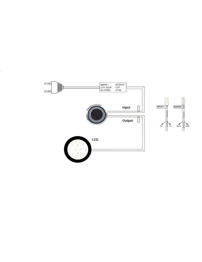 Mini Interrupteur Tactile Dimmable Encastrable pour Ruban LED 12/24V DC