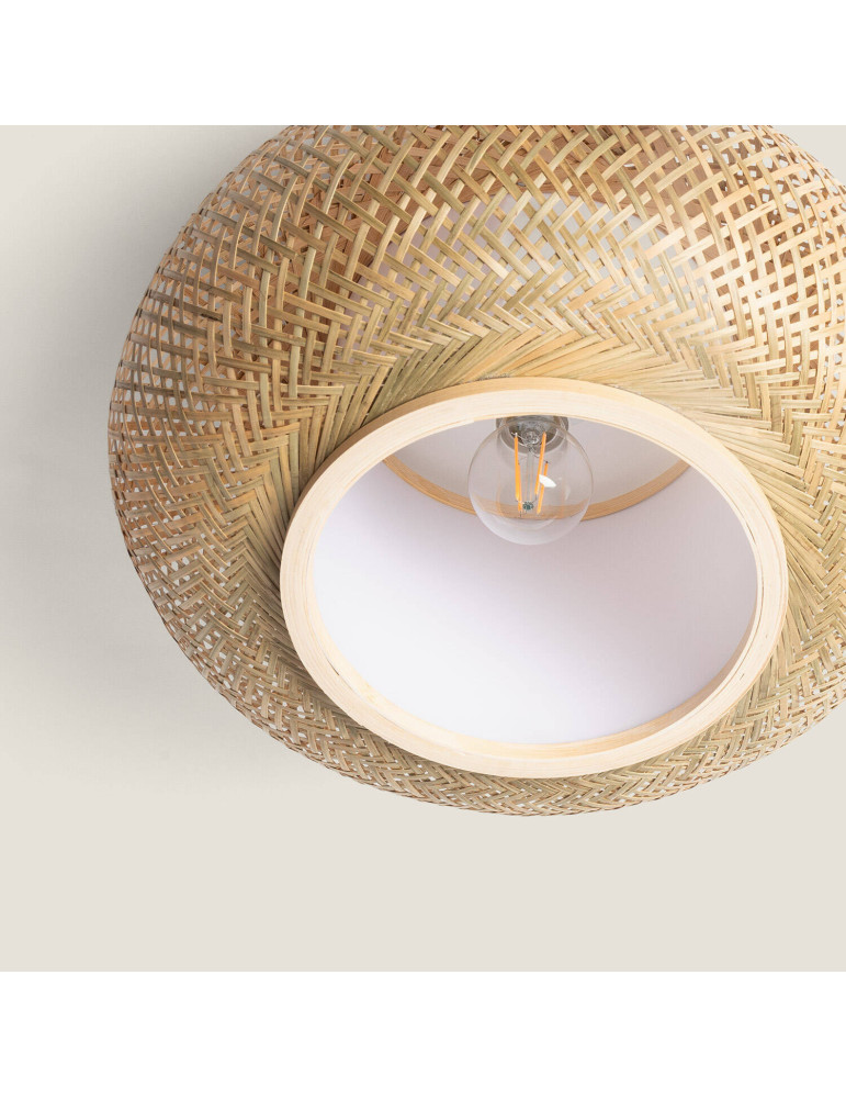Plafonnier LED Rond Bambou Ø400 mm Denia