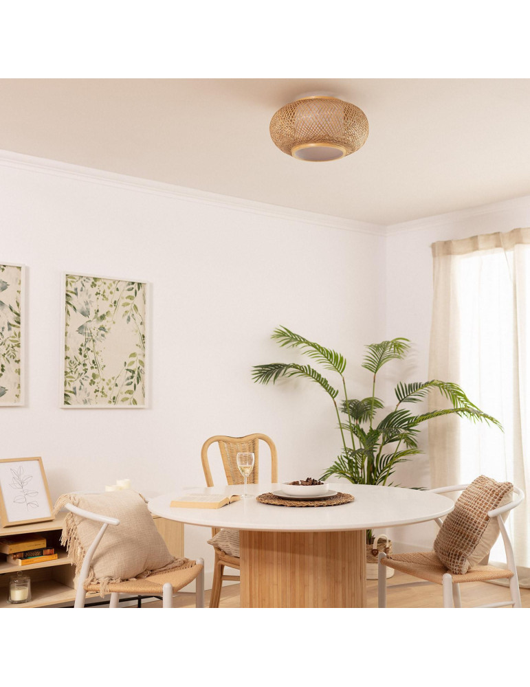 Plafonnier LED Rond Bambou Ø400 mm Denia