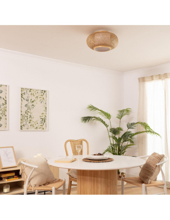 Plafonnier LED Rond Bambou Ø400 mm Denia