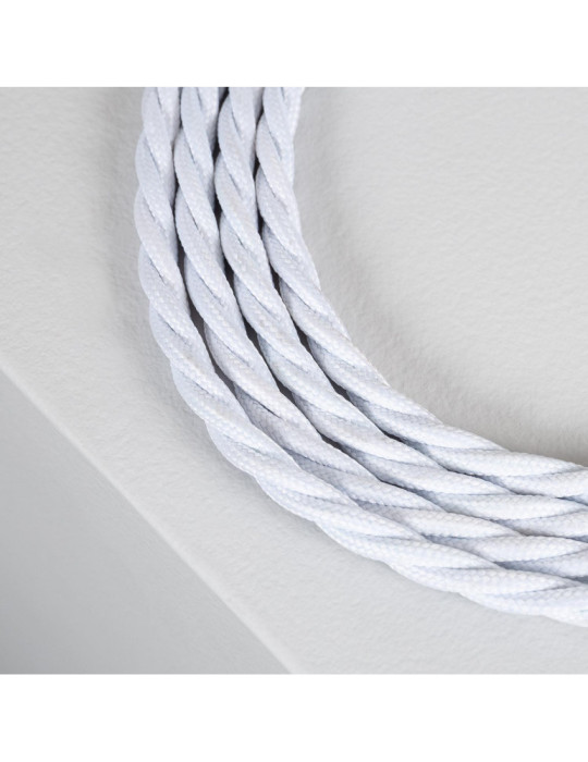 Câble Électrique Textile Tressé Blanc