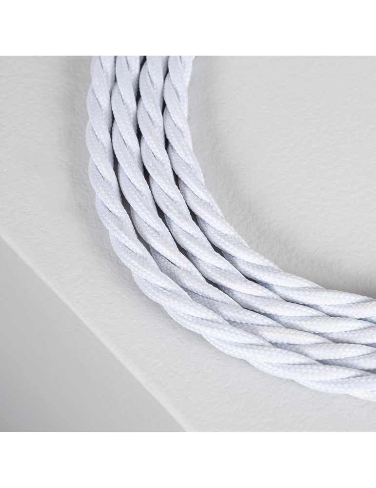 Câble Électrique Textile Tressé Blanc