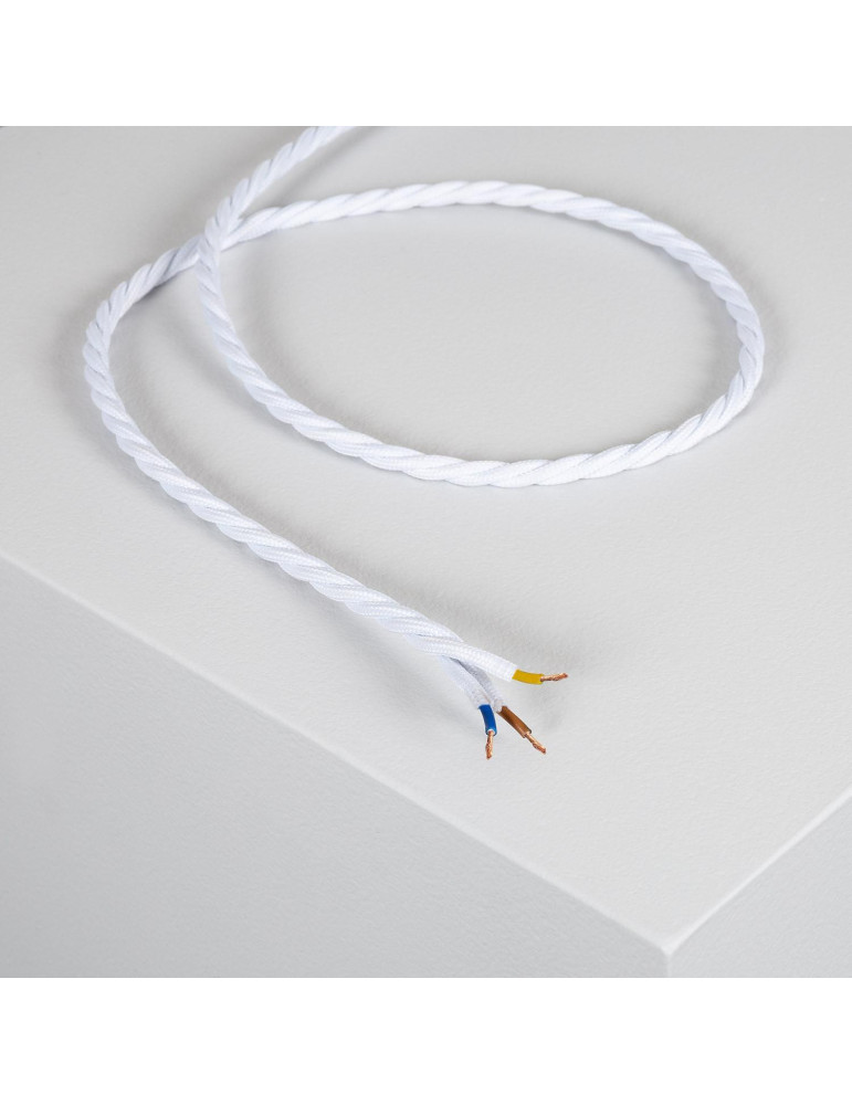 Câble Électrique Textile Tressé Blanc