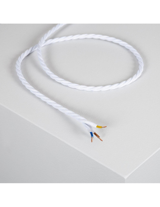 Câble Électrique Textile Tressé Blanc