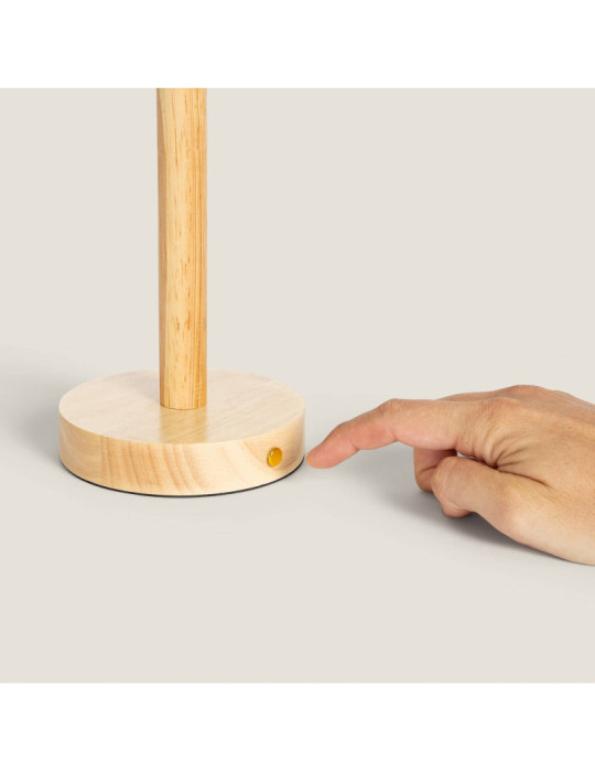 Lampe à Poser LED Bois 1W Portable avec Batterie USB Rechargeable Folgosa