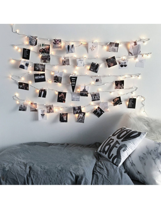 Guirlande LED Fil de Fer avec Pince à Linge Dorée 3.5m